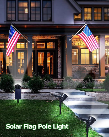 Solar Spot Lights Outdoor, Bright Solar Landscape Spotlights Waterproof 18LED 2-in-1 Solar Powered Flag Light Adjustable Auto On/Off Uplights for Flag Pole Yard Garden Decor Patio, 1Pack (Cool White)