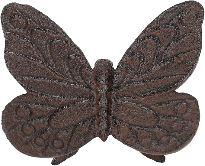 BRASSTAR Cast Iron Butterfly Statue Art Decor for Garden, Lawn, Yard, Patio, Farmhouse, Pond, Backyard, Office Desk Paper Weight Decoration 3.3''(L) Brown TQGJPT837