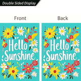 BlissYard Hello Sunshine Summer Garden Flags 12x18 Double Sided Flag Spring Summer Outdoor Decor with Radiant Sun and Sunflower Design Perfect Floral Seasonal Yard Outdoor Flag