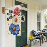 CROWNED BEAUTY Spring House Flag Daisy Double Sided 28x40 Inches Large Burlap Welcome Holiday Seasonal Yard Decoration for Outside Porch