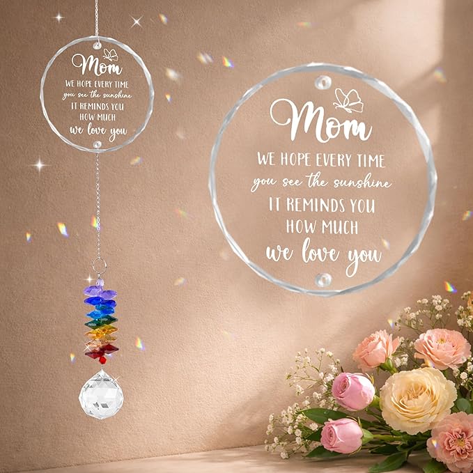 Gifts for Mom - Mom we Love You - Mother’s Day Birthday Gift for Mama Grandma - Crystal Suncatcher Rainbow Maker - Sentimental Keepsake - Heartfelt Meaningful Gifts for Mothers from Daughter
