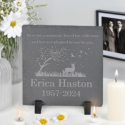 Personalized Memorial Stone Memorial Garden Stone - Sympathy Gifts for Loss of Dad, Mom or Loved One - Bereavement, Remembrance and Condolence Gift - Forever Planted in Our Hearts Square