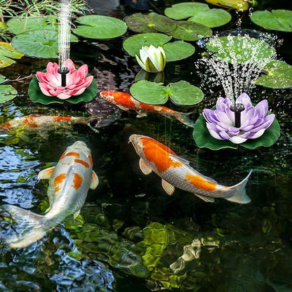 Solar Water Fountain for Bird Baths, Floating Solar Powered Water Fountain Pump for Birdbath, Garden, Pond, Pool, Outdoor Decor, Water Lily, Lavender