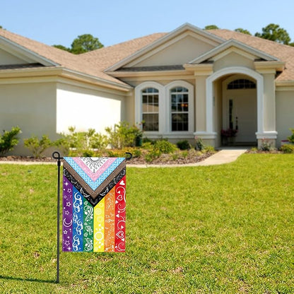Pride Flag LGBTQ Small Yard Flag bisexual Gay Transgender Inclusive Progress Garden Rainbow Flag 12x18in Double Side, Original Design Cute Print Pattern
