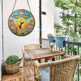 7.8 Inch Stained Glass Window Hanging UFO Mouse Sun Catcher Indoor Window Door Wall Yard Home Decor Stained Glass Ornament Colorful Glass Panel Suncatcher Gifts for Women Men Mom Art Lover Astronomer