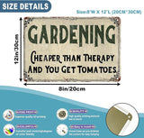 Gardening Cheaper than Therapy And You Get Tomatoes Vintage Garden 8 x 12 Inch