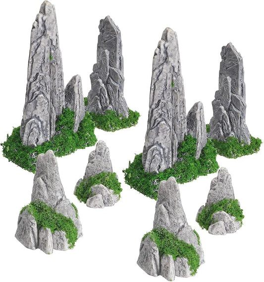 NUOBESTY 8pcs Mini Rockery Statue Resin Bonsai Landscaping Rockery Decor Desktop Micro Landscape Ornament for Garden Terrarium Decoration