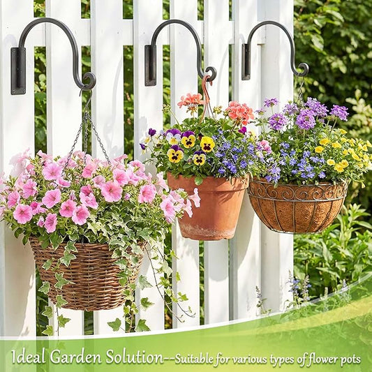 Lifyzoon Heavy Duty Plant Hanger Bracket (8"/Black) - 4 Packs, 35lbs Weight Capacity - Outdoor Hand-Forged Hanging Plant Bracket Durable and Stable Bird Feeder Hanger