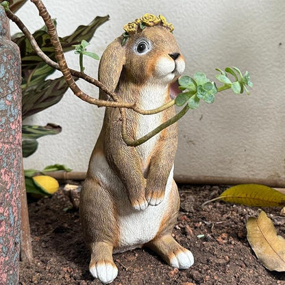 Bunny Garden Statue,Funny Rabbit Figurines Resin Animals Outdoor Statue Bunny Figurines for Yard Porch Patio, Easter Decorations Gifts for Grandma Mom Women,11.2In
