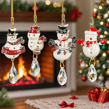H&D HYALINE & DORA 4 Pcs Snowman Suncatcher Winter Snowman Hanging Suncatcher for Tree Hanging Crystal Crafts Holiday Decor Party Supplies