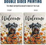 Floral Schnauzer Garden Flag Fall Yard Flag Wildflower Dog Garden Flags Orange Autumn Lawn Flags Welcome Thanksgiving Outdoor Flags for Outside 12x18 Double Sided Small