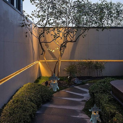 GANAZONO Statue Garden Solar Lights Resin Rock Lantern Pagoda Garden Statue for Patio Lawn Pathway Moon Decoration Grey