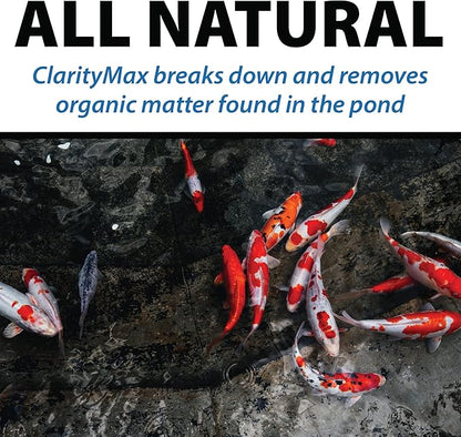 CrystalClear ClarityMax, All-in-One Pond Clarifier Treatment, All-Natural Beneficial Microbes & Enzymes Provide Max Clarity, Koi Fish & Pet Safe, Algae Stain Remover, Crystal Clear Water Garden 1 LB