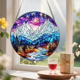 Stained Glass Window Hanging, Pauyadu 8 Inch Night Court Sun Catcher, Stained Glass Suncatcher Ornament, Suncatchers for Windows Hanging, Starlight Lover Gift, Gifts for Women, Friend, Lover