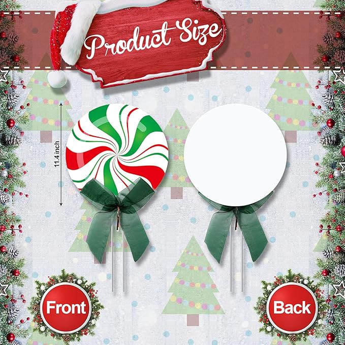 30 Pcs Christmas Outdoor Yard Signs Candy Decorations Outdoor Christmas Decorations Xmas Yard Lollipop Candy Hanging Ornaments Stakes Holiday Garden Sign Cardboard for Party Porch Lawn Walkway Decor