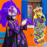 Beeveer 2 Pcs Mardi Gras Yard Sign with Stake Outdoor Carnival Lawn Decorations Waterproof Welcome Crown Carnival Decor Party Yard Signs for Festive Masquerade Home Garden Pathway Supplies
