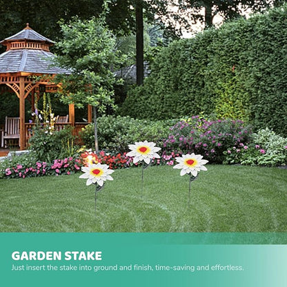 Iron Outdoor Flower Garden Stake Patio Lawn Decoration White Floral Garden Pathway Ornament