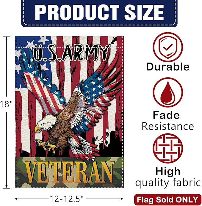 Dyrenson 4th of July Patriotic Bald Eagle Decorative Garden Flag, America USA Army Veteran Yard Outside Home Decoration, American Burlap Outdoor Small Decor Double Sided 12 x 18