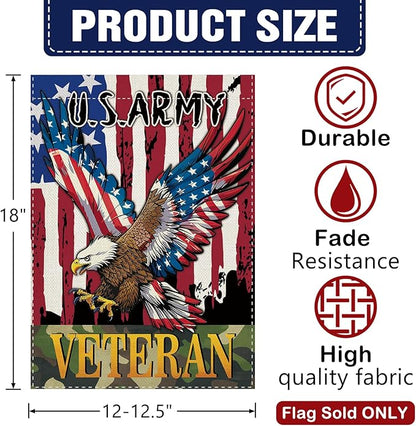 Dyrenson 4th of July Patriotic Bald Eagle Decorative Garden Flag, America USA Army Veteran Yard Outside Home Decoration, American Burlap Outdoor Small Decor Double Sided 12 x 18