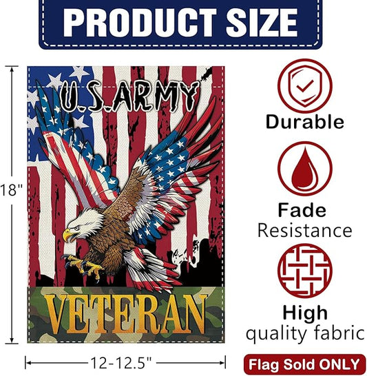 Dyrenson 4th of July Patriotic Bald Eagle Decorative Garden Flag, America USA Army Veteran Yard Outside Home Decoration, American Burlap Outdoor Small Decor Double Sided 12 x 18