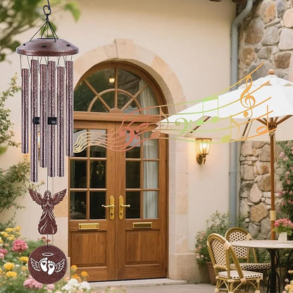 Miscarriage Sympathy Gifts for Mothers, Wind Chimes for Outside, Memorial Wind Chimes with Angel Charm and Sympathy Card for Baby Loss Gifts for Mom Garden Patio Porch