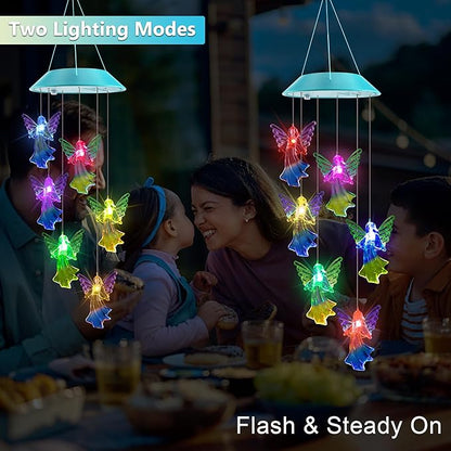 Solar Angel Gift for Mom Girls, Color Changing Solar Wind Chimes for Outside, Outdoor Decorative Mobile Lights for Garden, Yard, Patio, Window, Party Decorations, Gift for Women