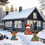 Weysat 3 Pcs Reindeer Christmas Yard Signs with Stakes Waterproof Elk Decoration Outdoor Xmas Reindeer Yard Stakes Lawn Signs for Christmas Holiday Pathway Garden Patio Party Favors (Regular)