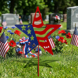 Therwen Patriotic Metal Garden Stakes Star Flag Yard Sign 24'' H Memorial Day Outdoor Decoration 4th of July Lawn Sign 250th Holiday Patriotic Decor for Independence Day Pathway American Outside Decor