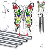 KY&BOSAM Gifts for Mom Butterfly Wind Chime for Outside with Crystal Sympathy Wind Spinner Memory Memorial Wind Chime for Loss of Loved One Mother Condolence Gift Home Outdoor Garden Patio Decor