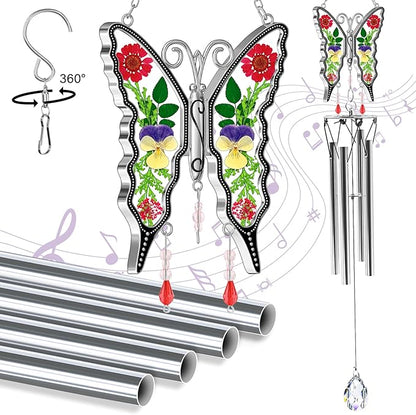 KY&BOSAM Gifts for Mom Butterfly Wind Chime for Outside with Crystal Sympathy Wind Spinner Memory Memorial Wind Chime for Loss of Loved One Mother Condolence Gift Home Outdoor Garden Patio Decor