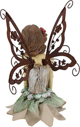 Design Toscano Fannie the Garden Fairy Indoor/Outdoor Shelf Sitting Statue, 12 Inch Tall, Cast Stone Resin, Full Color Finish