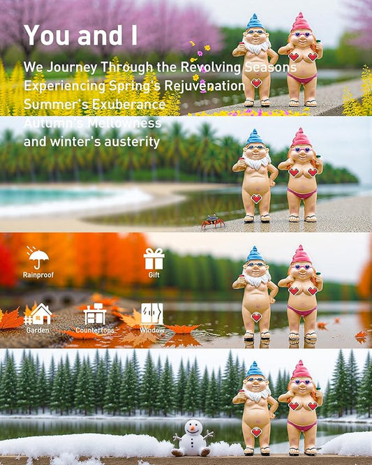 Leverse 2 PCS Garden Gnomes, 4.7 Inch Outdoor Statues, Funny Garden Gnomes Decorations for Yard, Lawn, Patio, Unique Home Decor Gifts for Woman, Man, Easter, Halloween, Christmas, Housewarming