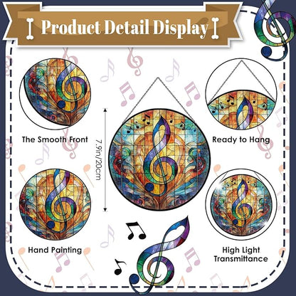 Stained Glass Window Hanging, 7.9'' Musical Note Suncatcher, Stained Glass Ornament, Suncatchers for Windows Hanging, Musical Note Gift for Music Lovers, Teachers, Graduation & Christmas