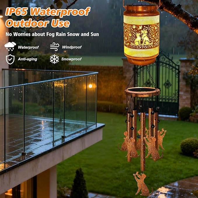 Dog Solar Wind Chimes for Outside, Gifts for Mothers Day Mom Women Grandma Birthday Memorial Teacher, 32" Windchimes Outdoor Decor Hanging Solar Lantern for Garden Porch Patio Backyard