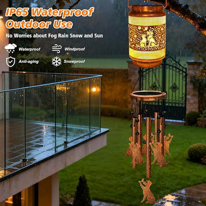 Dog Solar Wind Chimes for Outside, Gifts for Mothers Day Mom Women Grandma Birthday Memorial Teacher, 32" Windchimes Outdoor Decor Hanging Solar Lantern for Garden Porch Patio Backyard