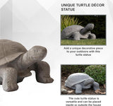 XBrand 30.3" L Light Grey Polystone Turtle Statue for Indoor or Outdoor Garden Decor