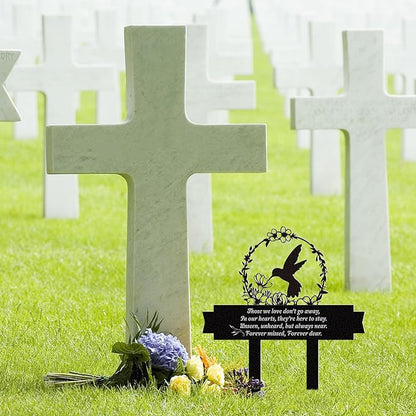 Memorial Stakes for Graves, Grave Decorations for Cemetery with Hummingbird Decor, Metal Memorial Plaques for Outdoors, Grave Yard Decorations as Sympathy Gifts for Loss of Loved One