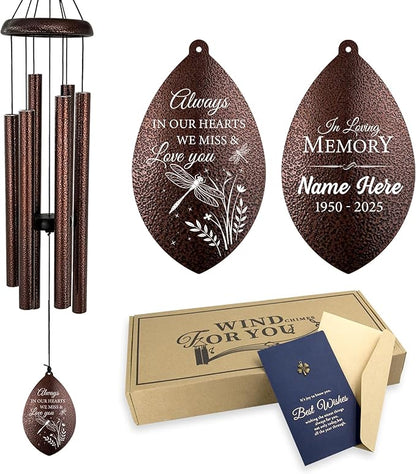 ASTARIN Personalized Sympathy Wind Chime, Deep Tone Wind Chimes for Outside, Sympathy Gifts for Loss of Mom, Bereavement Gifts for Funeral/Condolences/Memorial(Produced in USA)
