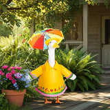 Raincoat Porch Goose Outfits, 23" Goose Statue Raincoat Costume Spring Porch Goose Outfits, Durable Summer Lawn Goose Clothes with Hat Umbrella, Outdoor Yard Patio Garden Holiday Decor