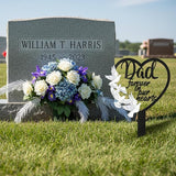 BUoonyer Stake Graves Cemetery Decorations - Dad Metal Memorial Grave Markers, Father Heart Graveyard Sympathy Plaque, Dove Remembrance Graveside Burial Decor Sign for Outside Yard Garden