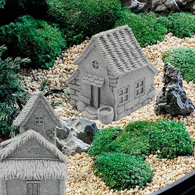 Saihisday 3PCS Micro Village Houses, Landscaping Chinese Houses, Micro Landscape Decor Ornaments for Zen Garden & Patio Micro Landscape Yard Bonsai Decor