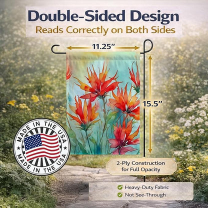Caroline's Treasures Wyoming Indian Paintbrush in Watercolor Garden Flag Mailbox Flag Decorative Yard Flag Banner Outside Patio Artwork Yard Flower Beds, Garden Size, Multicolor