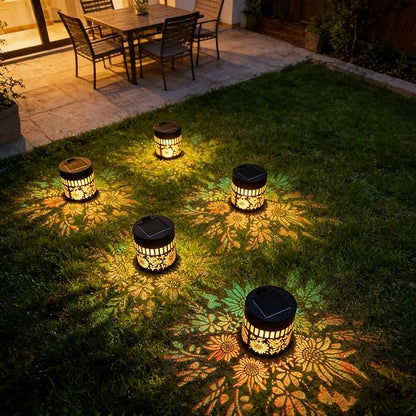 Decorative Solar Mandala Lights - Outdoor Metal Solar Powered Deck Step Wall Lights, Mandala Theme Waterproof Fence Mini Light for Garden Post Patio Backyard Yard Decor (Sunflower, Green)