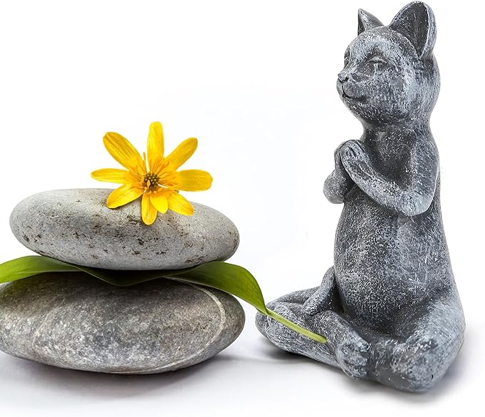 Yoga Cat Meditating Buddha Zen Figurine Art Statue Sculptures Ornament, Handmade Resin Budda Meditation Decorative Sculpture Decoration for Indoor Outdoor Home Patio Yard Lawn Garden Decor