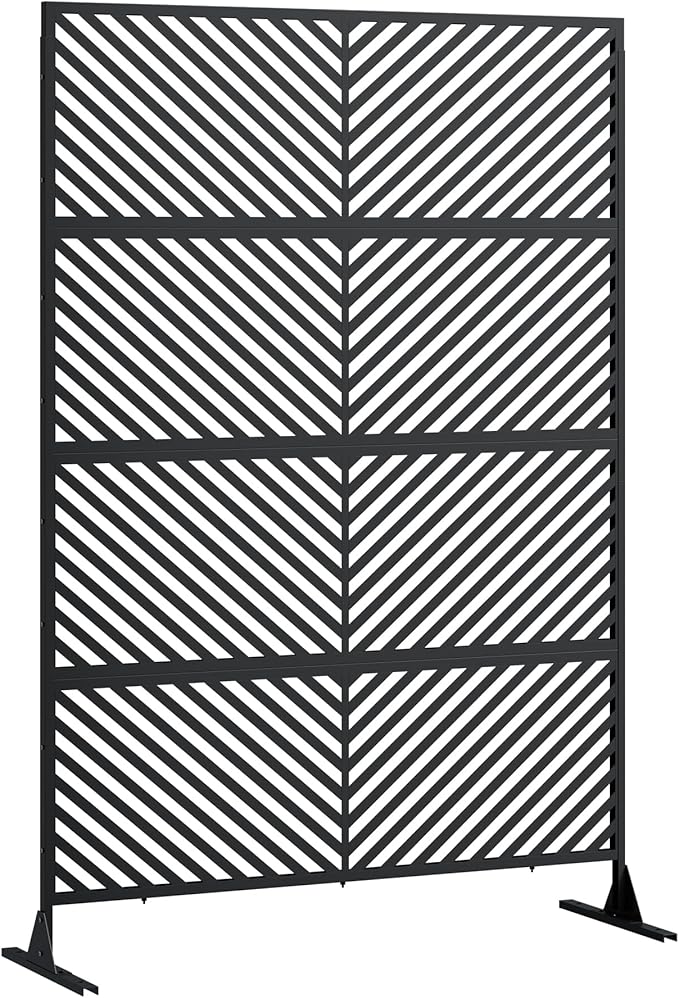 Hipicute 72" H×47" W Freestanding Metal Privacy Screen for Outdoor Patio - Heavy-Duty Rust-Resistant Decorative Fence Panel | Weatherproof Design | Patio Privacy Screen