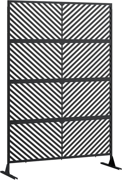 Hipicute 72" H×47" W Freestanding Metal Privacy Screen for Outdoor Patio - Heavy-Duty Rust-Resistant Decorative Fence Panel | Weatherproof Design | Patio Privacy Screen