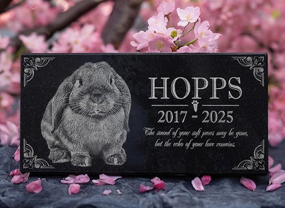 Your Image Pet Memorial Stone: Rabbit Memorial Granite Marker | Bunny Grave Stone | Tribute | Headstone, Outdoor Tombstone Gravestone | Pet Loss Bereavement | Memorial for Garden