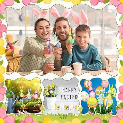 3 Pack Pastel Easter Planter Stakes Bunny Shaped Garden Signs Polka Dot Rabbit Decorative Spring Plant Sticks Bunny Outdoor Decor for Easter Patio Yard Lawn Planter Supplies
