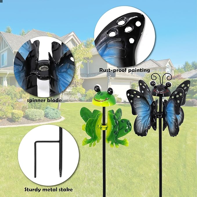 Metal Wind Spinners Outdoor from, Guangxie Set of 2 Garden Decor for Outside, Yard, Patio, Lawn