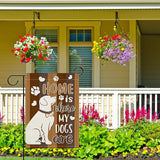 Dyrenson Home is Where My Dogs are Decorative Garden Flag, Pet Paw Print Yard Outside Home Decorations Dog Lover Gifts, Farmhouse Rustic Burlap Outdoor Small Decor Double Sided 12 x 18